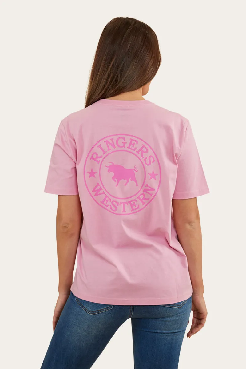 Clearance Ringers Western Signature Bull Womens Loose Fit T-Shirt - Pastel Pink/Candy