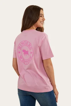 Clearance Ringers Western Signature Bull Womens Loose Fit T-Shirt - Pastel Pink/Candy
