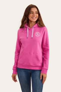 Ringers Western Signature Bull Womens Pullover Hoodie - Candy/White