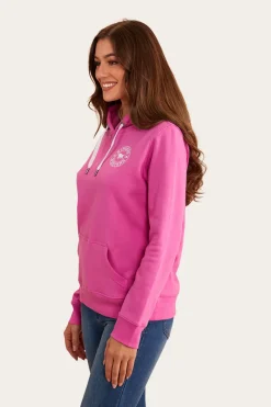 Ringers Western Signature Bull Womens Pullover Hoodie - Candy/White