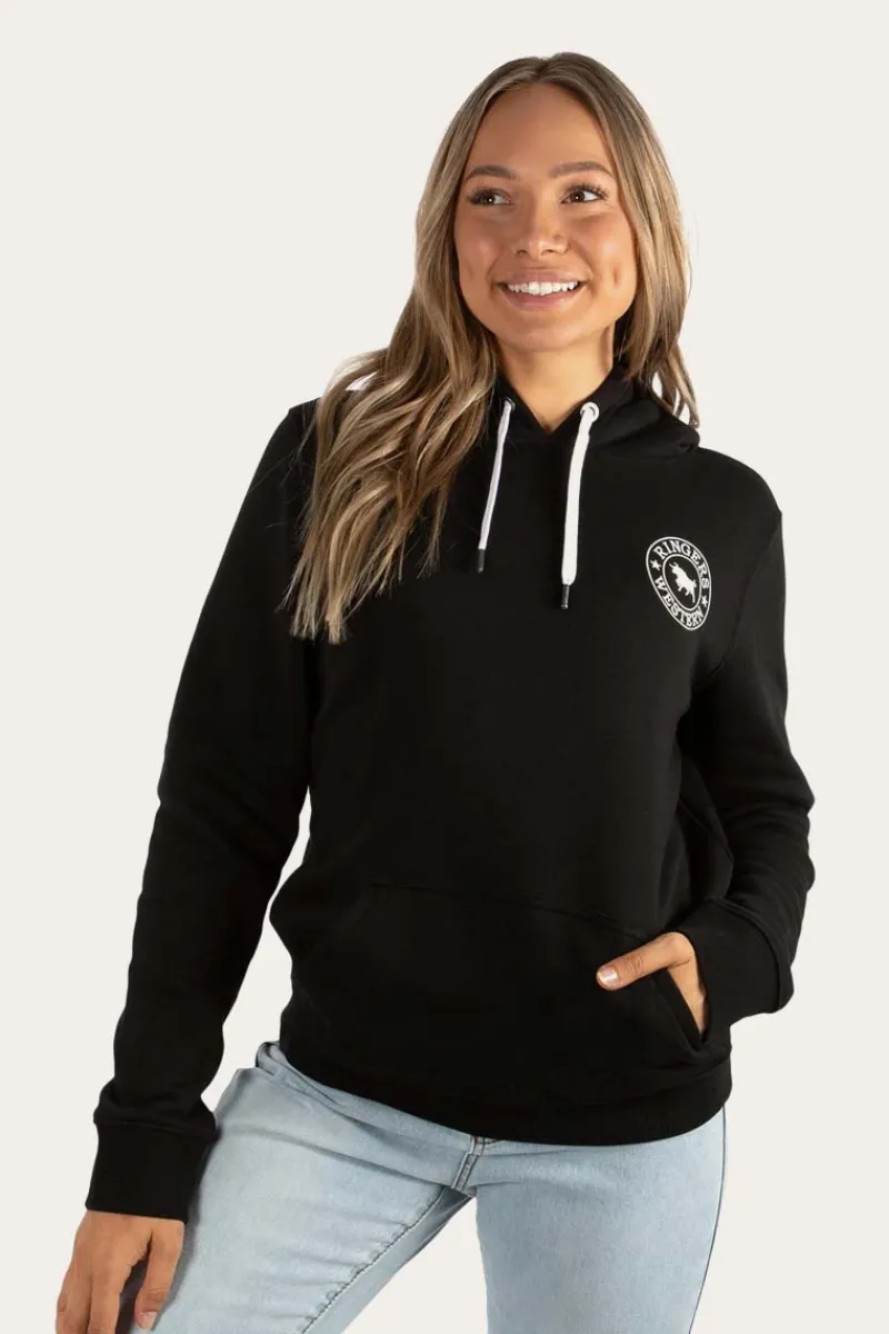 Online Ringers Western Signature Bull Womens Pullover Hoodie - Black/White