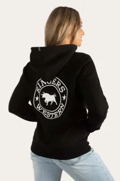 Online Ringers Western Signature Bull Womens Pullover Hoodie - Black/White