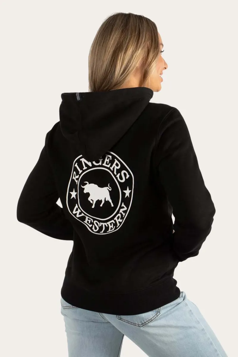 Online Ringers Western Signature Bull Womens Pullover Hoodie - Black/White