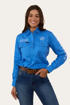Ringers Western Signature Jillaroo Womens Half Button Work Shirt - Blue