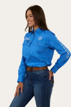 Ringers Western Signature Jillaroo Womens Half Button Work Shirt - Blue