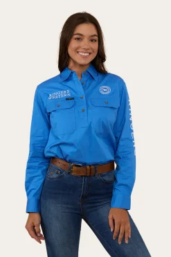 Ringers Western Signature Jillaroo Womens Half Button Work Shirt - Blue