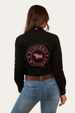 Sale Ringers Western Signature Jillaroo Womens Full Button Work Shirt - Black/Melon
