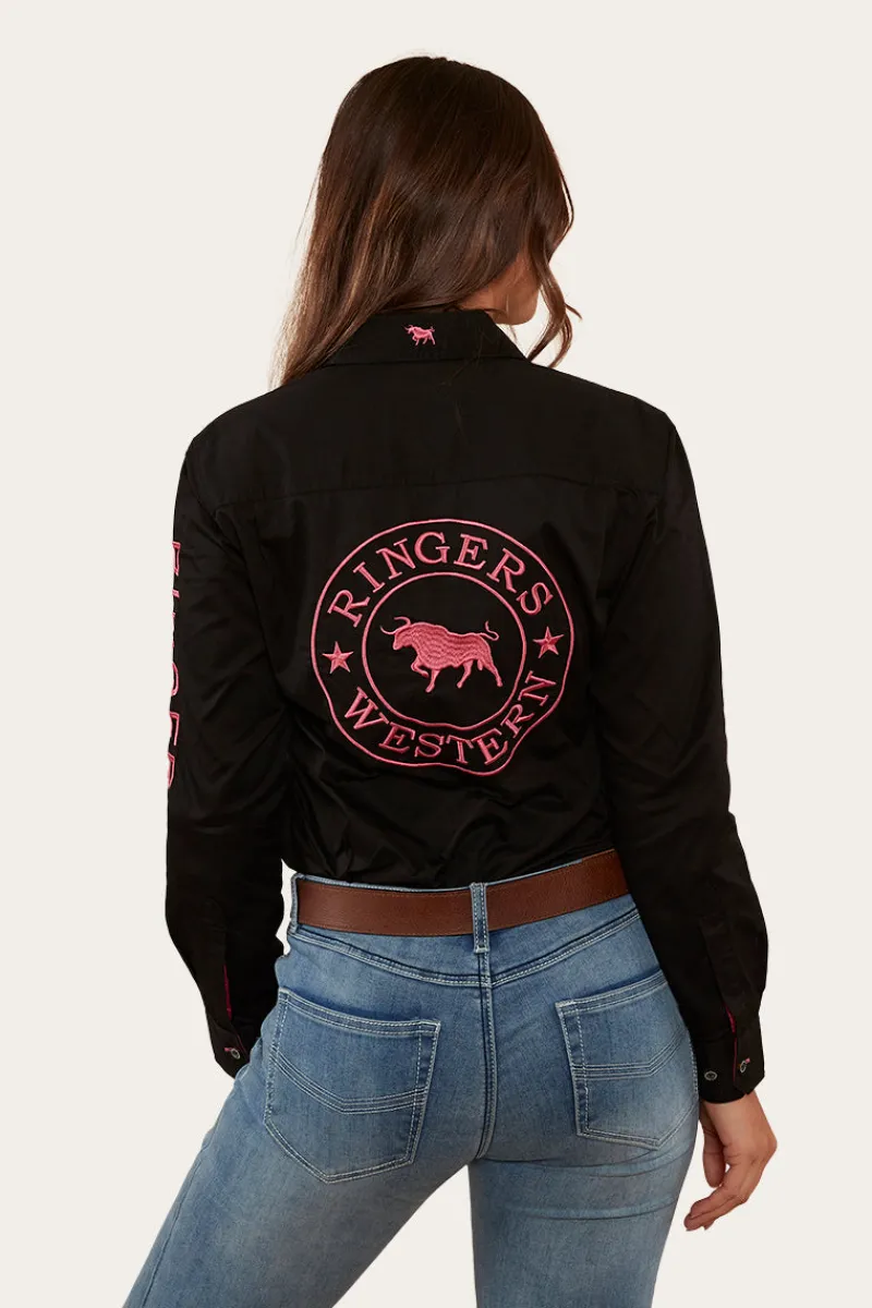 Sale Ringers Western Signature Jillaroo Womens Full Button Work Shirt - Black/Melon
