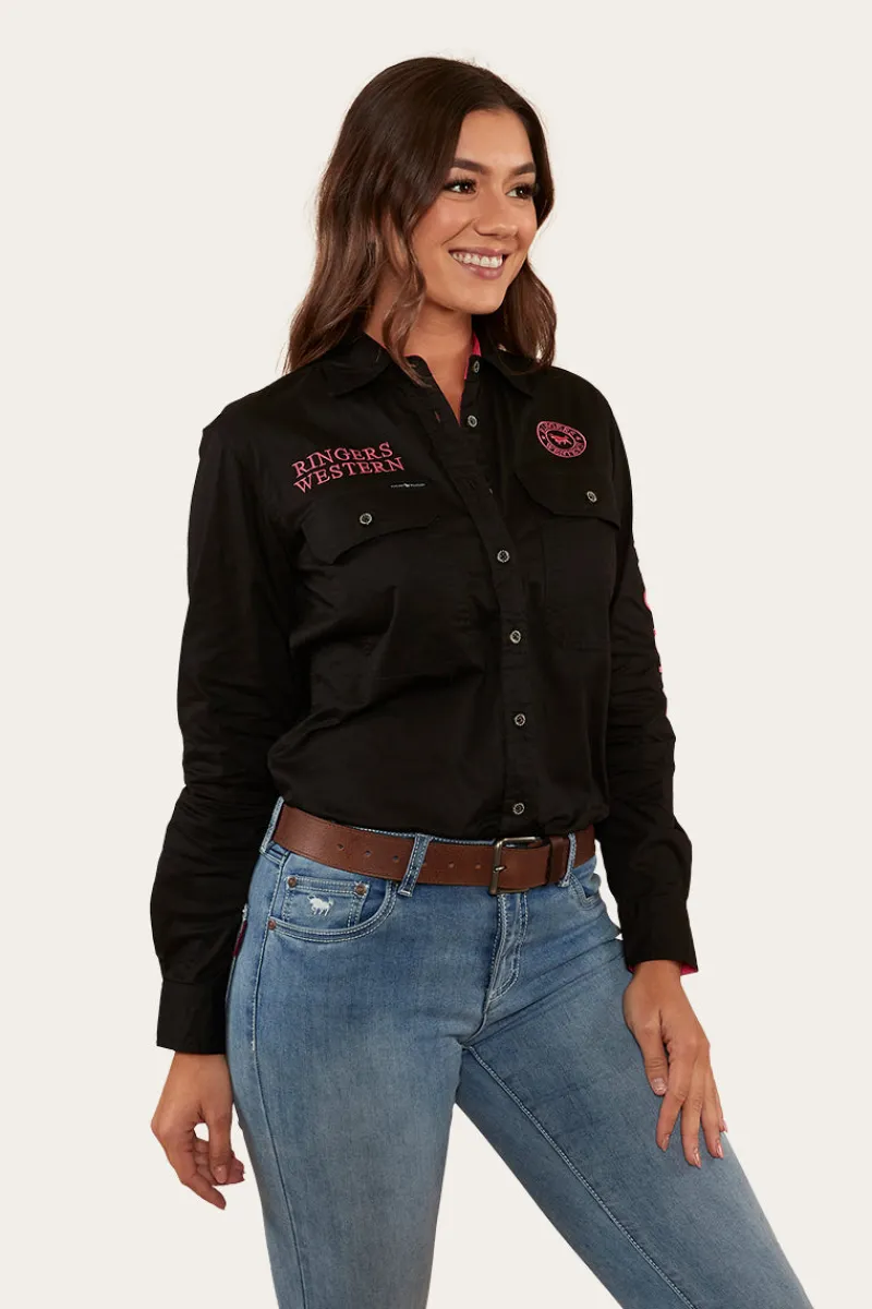 Sale Ringers Western Signature Jillaroo Womens Full Button Work Shirt - Black/Melon