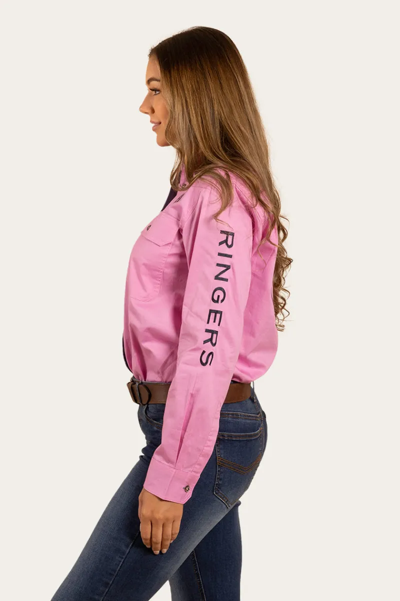 Discount Ringers Western Signature Jillaroo Womens Full Button Work Shirt - Pastel Pink/Navy