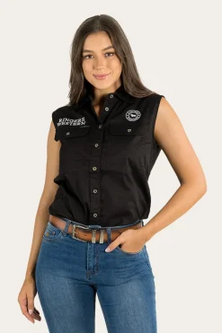 Clearance Ringers Western Signature Jillaroo Womens Sleeveless Work Shirt - Black/White
