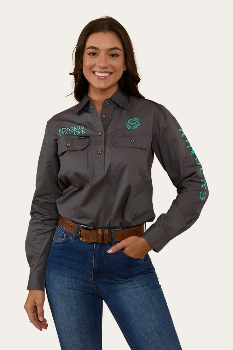 Discount Ringers Western Signature Jillaroo Womens Half Button Work Shirt - Magnum/Mint