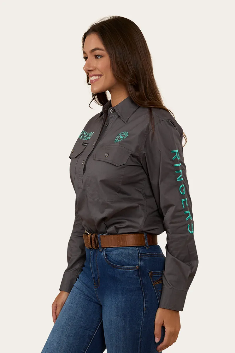Discount Ringers Western Signature Jillaroo Womens Half Button Work Shirt - Magnum/Mint