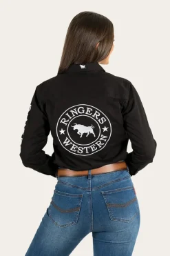 Outlet Ringers Western Signature Jillaroo Womens Full Button Work Shirt - Black/White