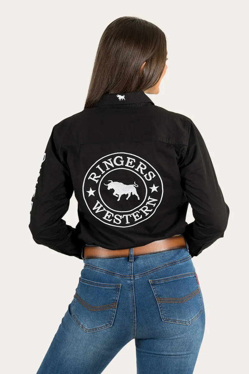 Outlet Ringers Western Signature Jillaroo Womens Full Button Work Shirt - Black/White
