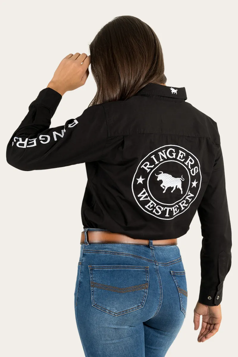 Outlet Ringers Western Signature Jillaroo Womens Full Button Work Shirt - Black/White