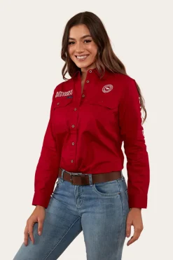 Ringers Western Signature Jillaroo Womens Full Button Work Shirt - Red/White