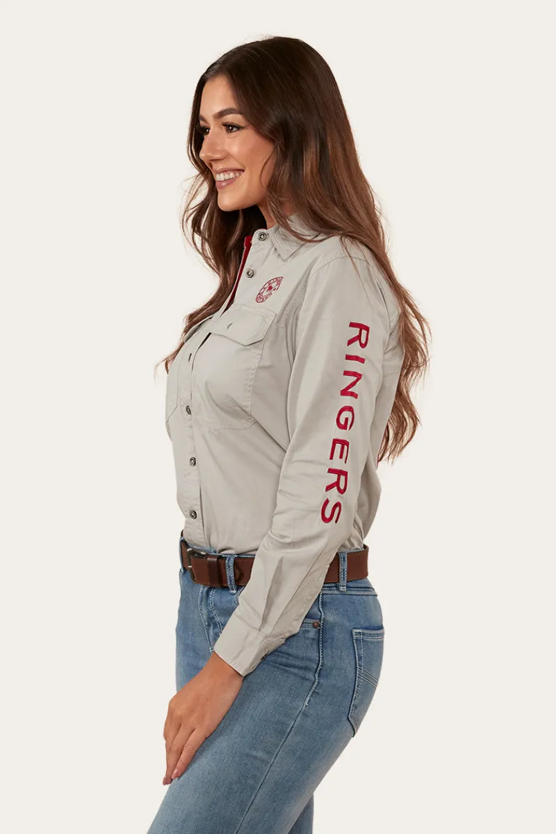 Outlet Ringers Western Signature Jillaroo Womens Full Button Work Shirt - Beige/Red