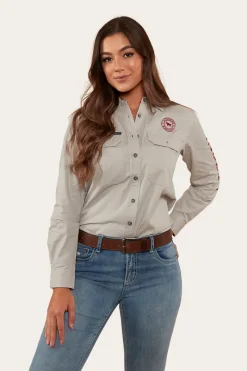 Outlet Ringers Western Signature Jillaroo Womens Full Button Work Shirt - Beige/Red