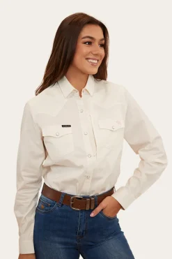 Hot Ringers Western Silverlake Womens Western Shirt - Off White