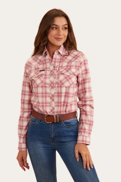 Online Ringers Western Silverlake Womens Western Shirt - Pink/Check