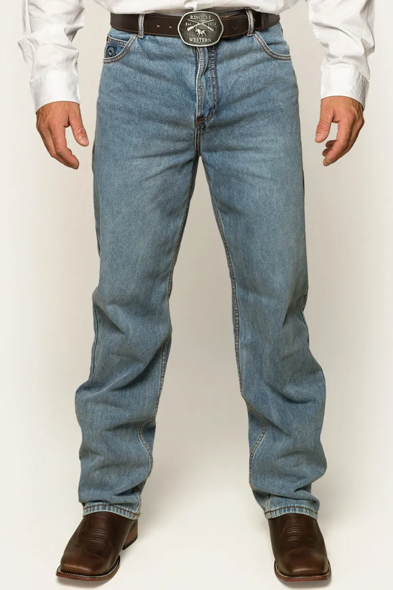 Discount Ringers Western Station Hill Mens Relaxed Fit Jean - Light Wash Blue