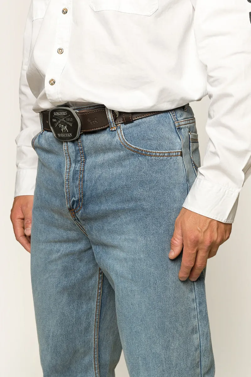 Discount Ringers Western Station Hill Mens Relaxed Fit Jean - Light Wash Blue