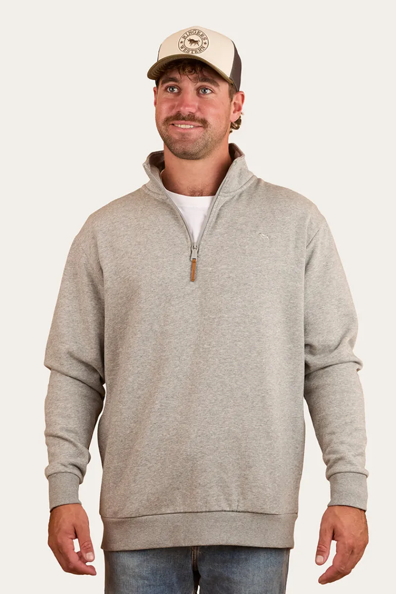 Ringers Western Strand Mens 1/4 Zip Crew - Grey Marle