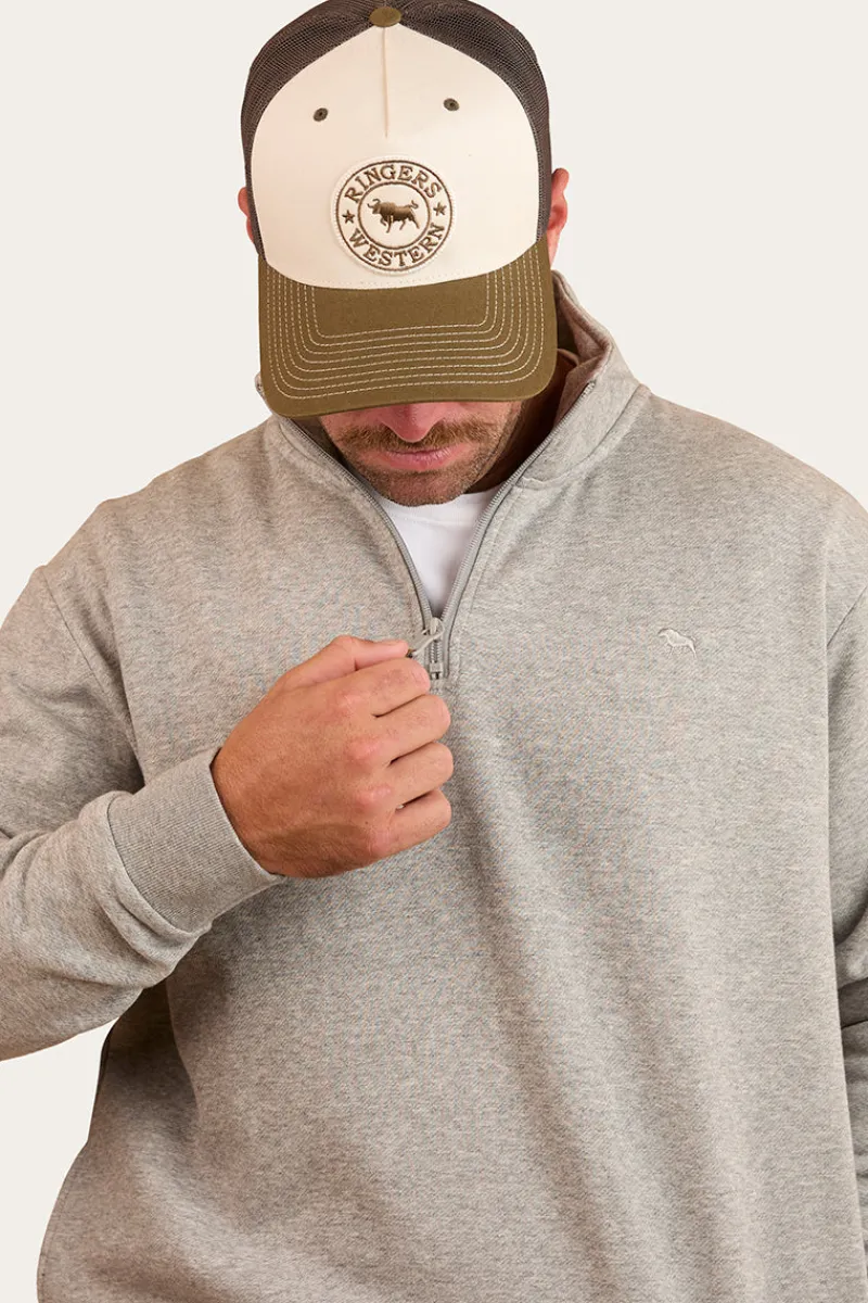 Ringers Western Strand Mens 1/4 Zip Crew - Grey Marle