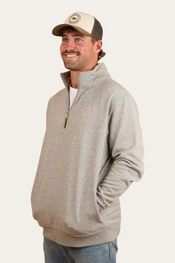 Ringers Western Strand Mens 1/4 Zip Crew - Grey Marle