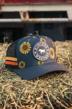 New Ringers Western Sunflowers Kids Trucker Cap - Black / Multi