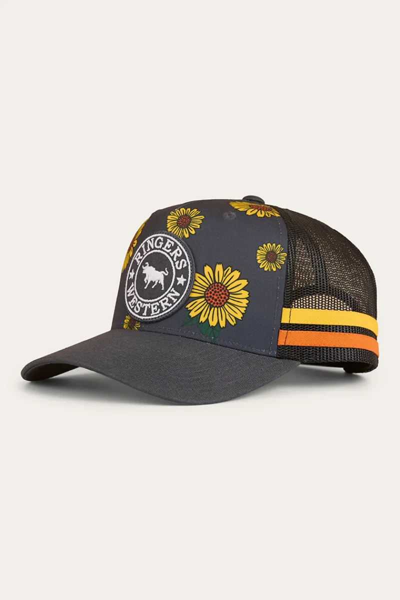 New Ringers Western Sunflowers Kids Trucker Cap - Black / Multi