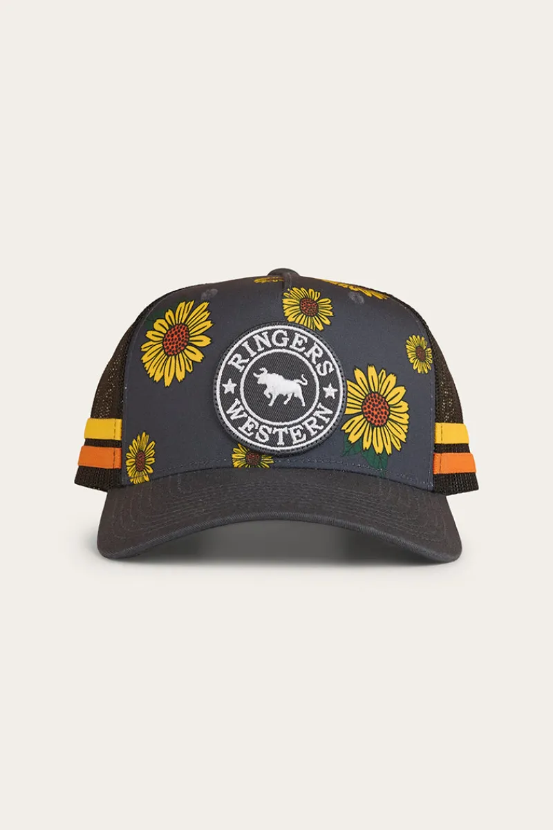 New Ringers Western Sunflowers Kids Trucker Cap - Black / Multi