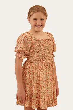Clearance Ringers Western Tahlia Girls Shirred Mini Dress - Off White
