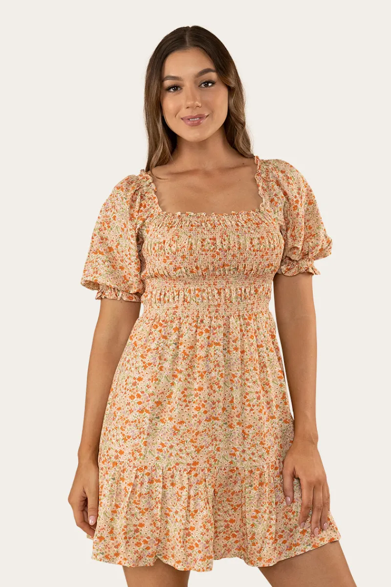 Ringers Western Tahlia Womens Shirred Mini Dress - Off White