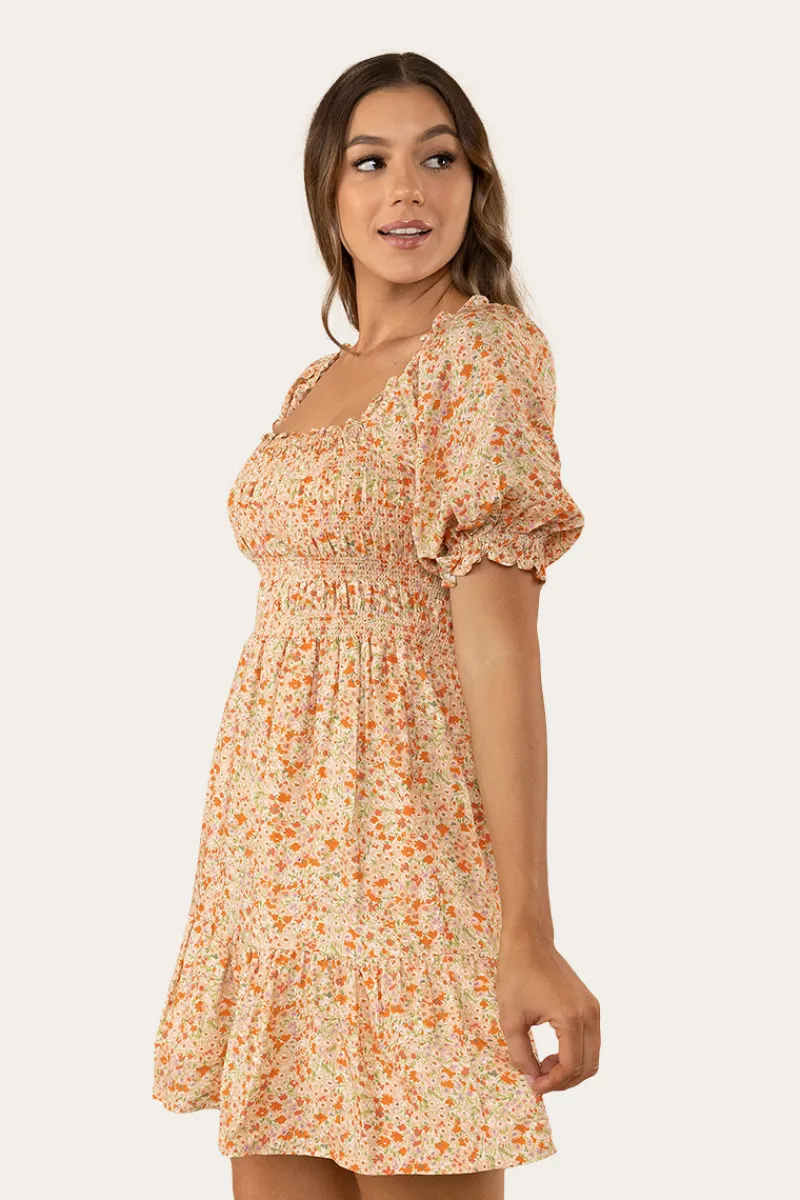 Ringers Western Tahlia Womens Shirred Mini Dress - Off White