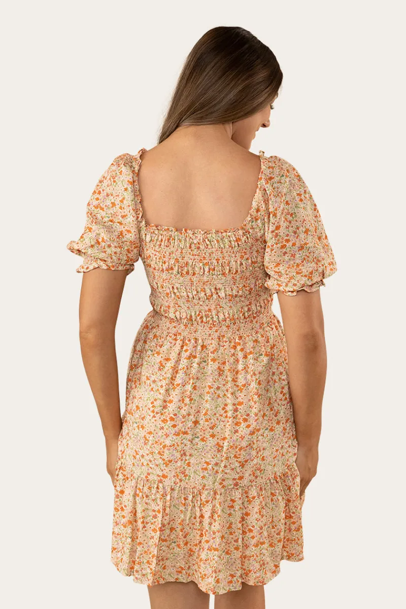 Ringers Western Tahlia Womens Shirred Mini Dress - Off White
