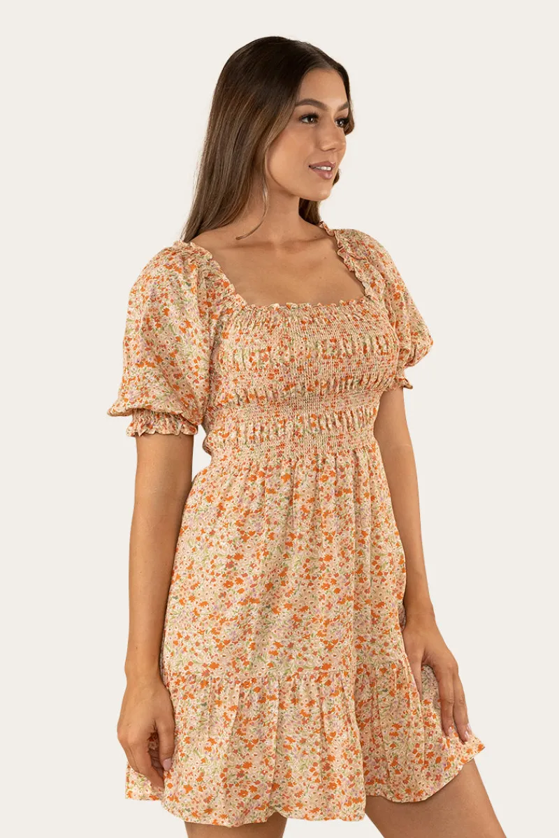 Ringers Western Tahlia Womens Shirred Mini Dress - Off White