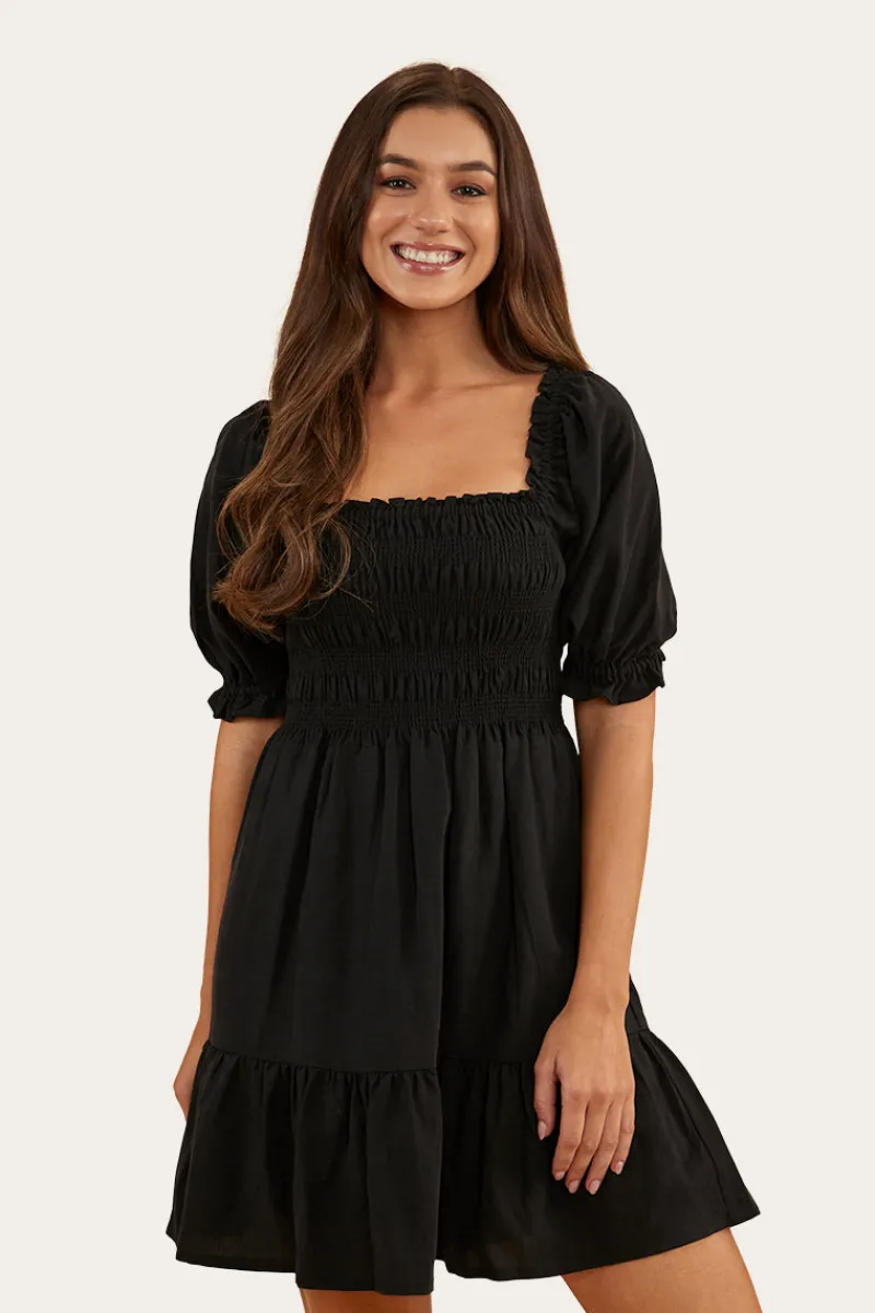 Discount Ringers Western Tahlia Womens Shirred Mini Dress - Black