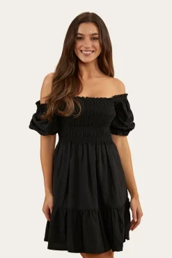 Discount Ringers Western Tahlia Womens Shirred Mini Dress - Black