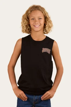 Outlet Ringers Western Take No Bull Kids Muscle Tank - Black