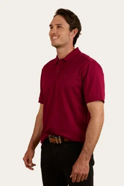Clearance Ringers Western Tech Mens Polo - Burgundy