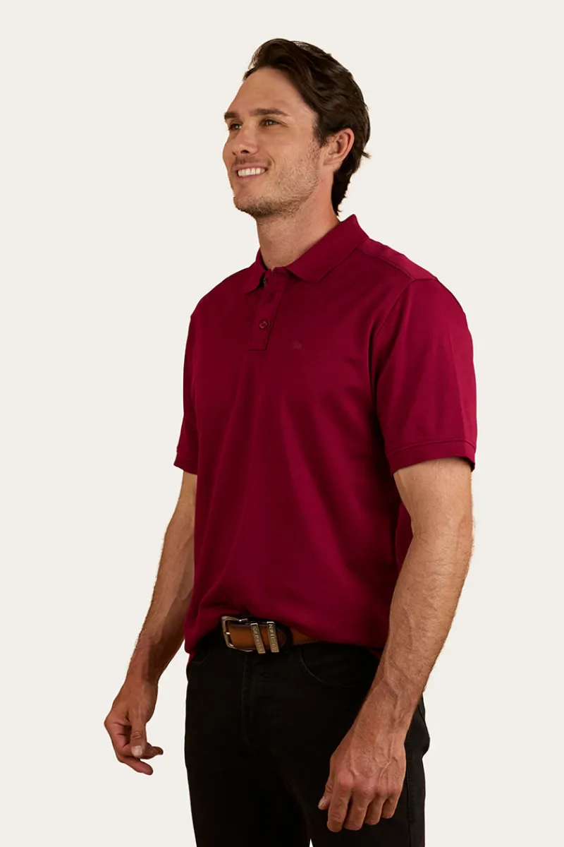 Clearance Ringers Western Tech Mens Polo - Burgundy