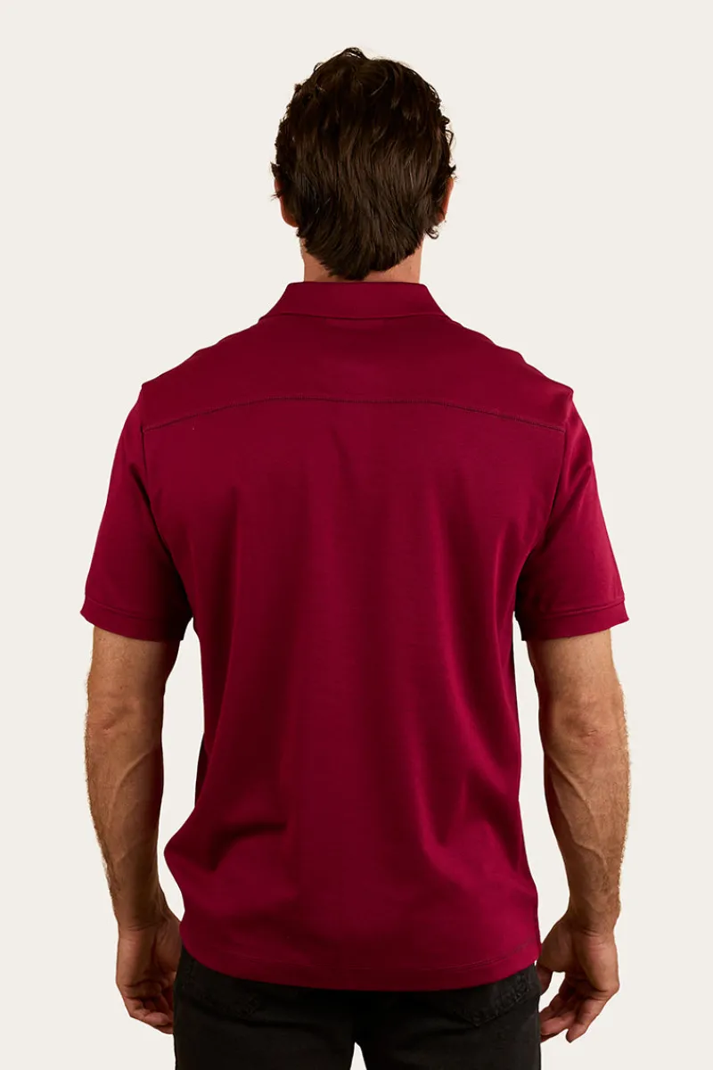 Clearance Ringers Western Tech Mens Polo - Burgundy