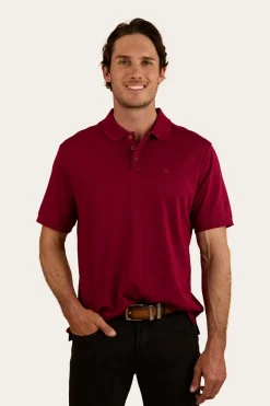 Clearance Ringers Western Tech Mens Polo - Burgundy