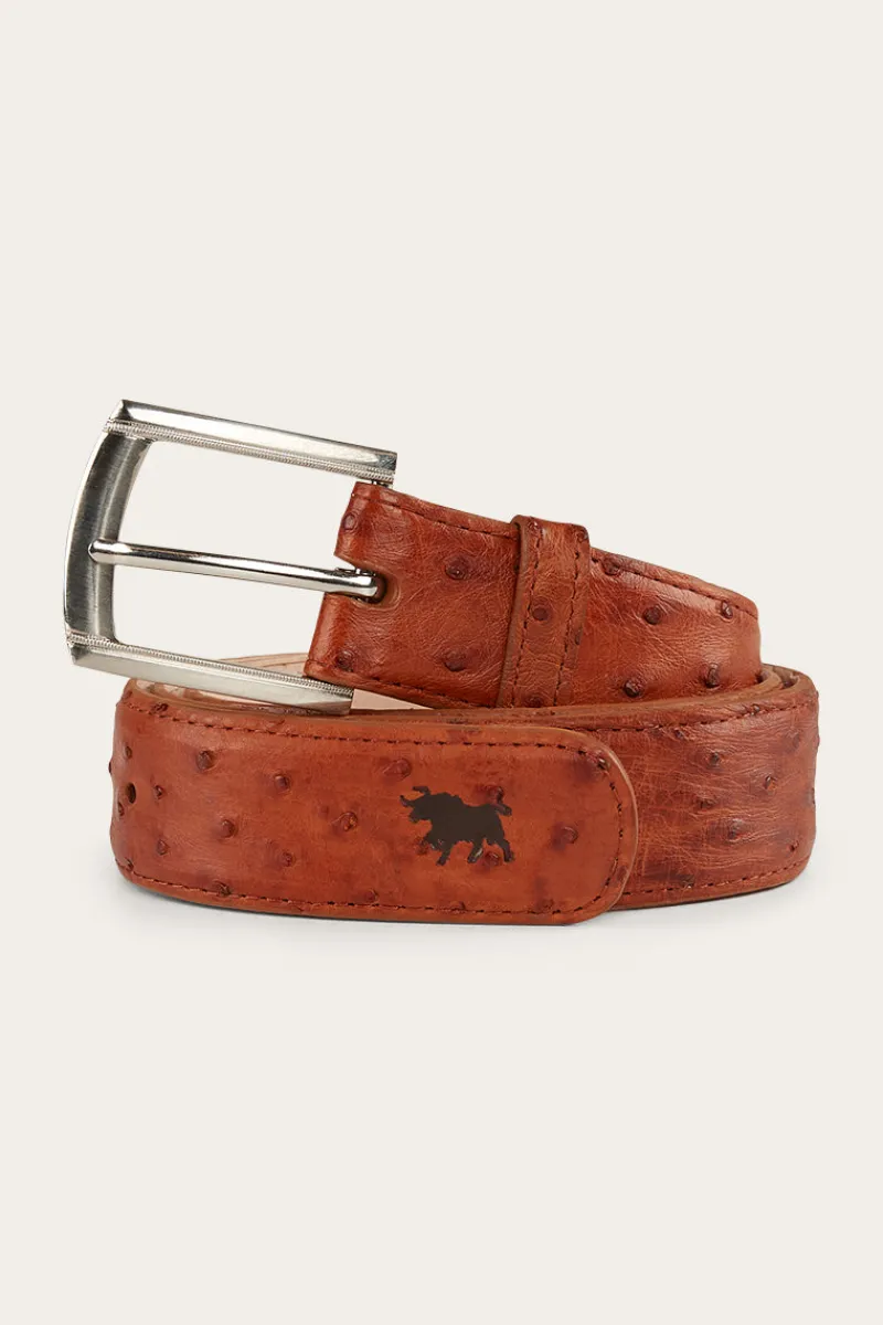 Discount Ringers Western Telford Belt - Chestnut Ostrich