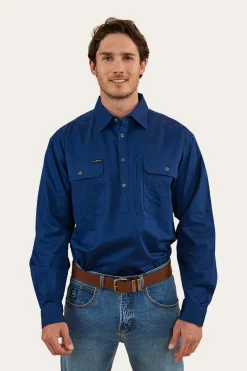 Best Ringers Western Tempest Mens Half Button Work Shirt - Navy