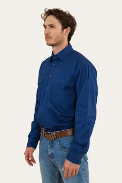 Best Ringers Western Tempest Mens Half Button Work Shirt - Navy