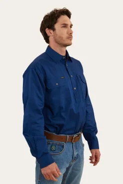 Best Ringers Western Tempest Mens Half Button Work Shirt - Navy
