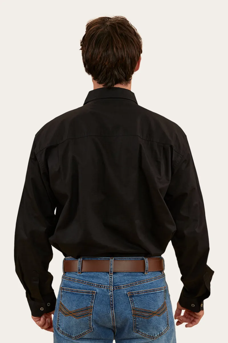 Discount Ringers Western Tempest Mens Half Button Work Shirt - Black